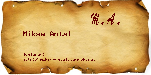 Miksa Antal névjegykártya